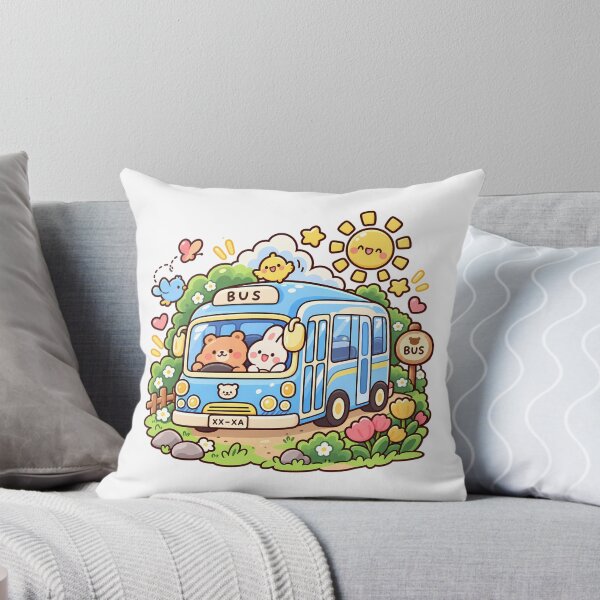Item preview, Cute Kawaii Blue Bus Cartoon | Bear and Bunny Spring Adventure designed and sold by mumeaw.