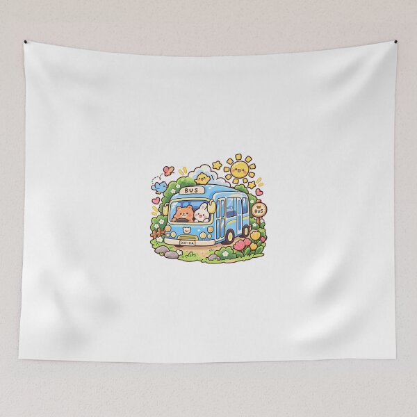 Item preview, Cute Kawaii Blue Bus Cartoon | Bear and Bunny Spring Adventure designed and sold by mumeaw.