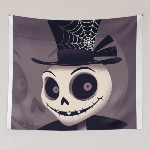 Item preview, Dapper Gothic Skeleton in Spiderweb Top Hat Portrait designed and sold by Tonya's Way.