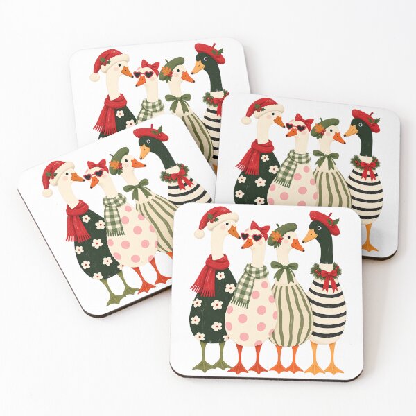 Item preview, Whimsical Christmas Geese – Retro Holiday Goose Group for Bird Lovers designed and sold by DesignArtist.ia.