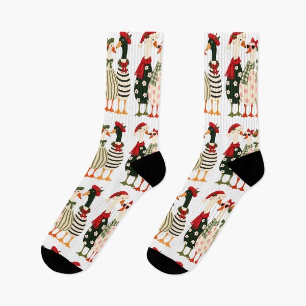 Item preview, Whimsical Christmas Geese – Retro Holiday Goose Group for Bird Lovers designed and sold by DesignArtist.ia.