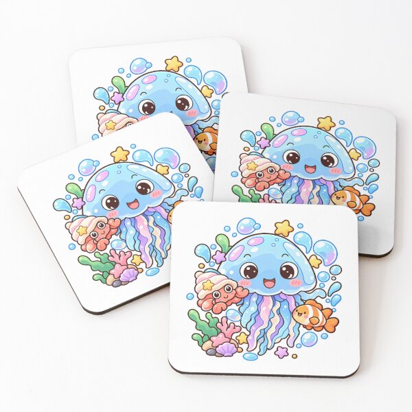 Item preview, Cute Kawaii Jellyfish Cartoon | Pastel Underwater Ocean Friends designed and sold by mumeaw.