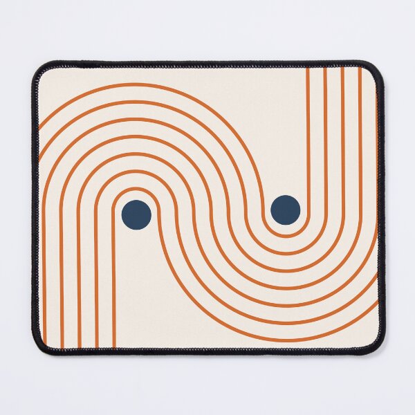 Item preview, Mid Century Modern Geometric Flow Arcs & Curves in  Orange and Navy designed and sold by nineFlorals.