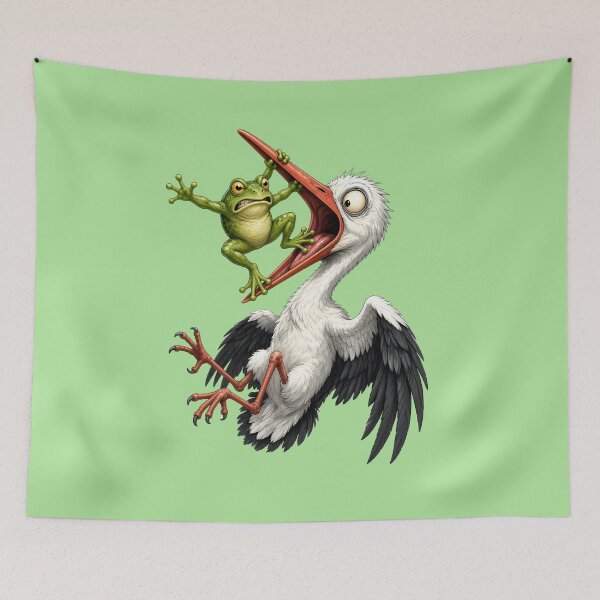 Item preview, Funny fight between stork and frog designed and sold by design-rebell.