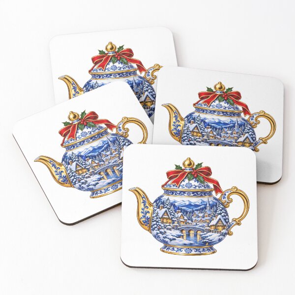 Item preview, Christmas Teapot Village Porcelain Winter designed and sold by TeNovaStudio.