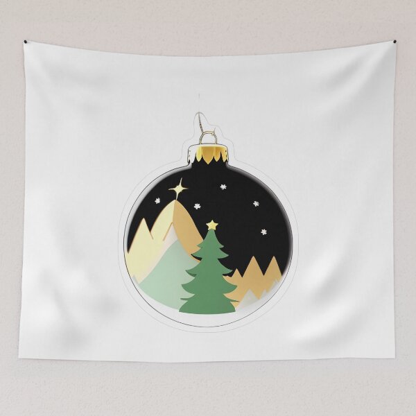 Item preview, Glossy Black Christmas Ornament Winter Landscape designed and sold by For-Cat Studio.