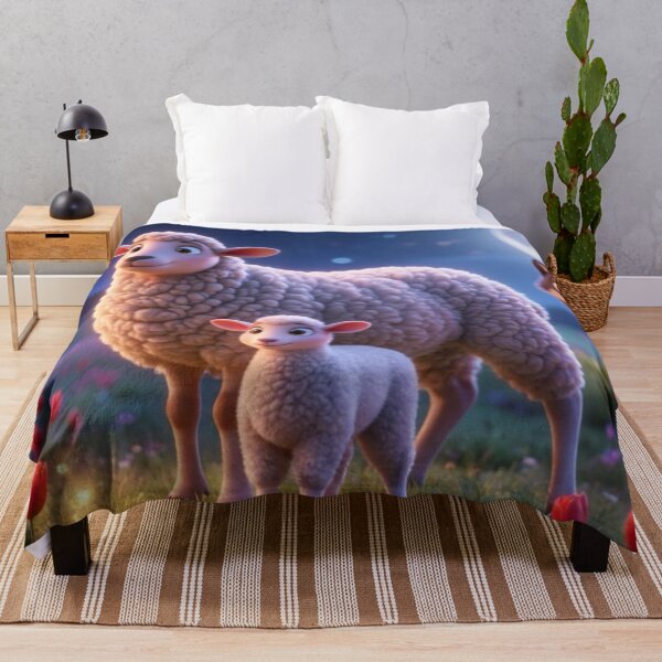 Item preview, Moonlit Sheep and Lamb with a Curious Wolf designed and sold by Kimberly Palmer.