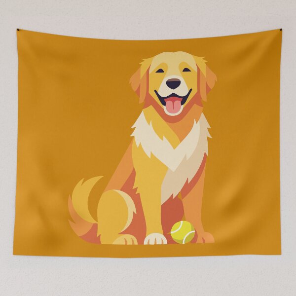 Item preview, Happy Golden Retriever Dog With Tennis Ball designed and sold by AIG - Andrei Ilie Graphics.