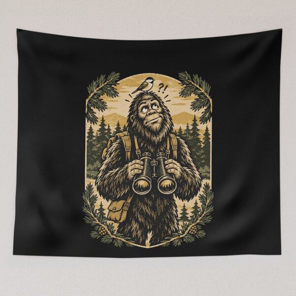Item preview, Bigfoot Bird Watching Binoculars Funny Vintage Outdoor Birdwatcher Sasquatch designed and sold by VinsendDraconi.