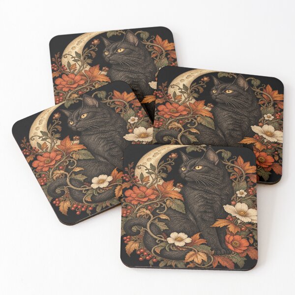 Item preview, Midnight Black Cat – Vintage Victorian Halloween Botanical Engraving designed and sold by VoidBearer03.