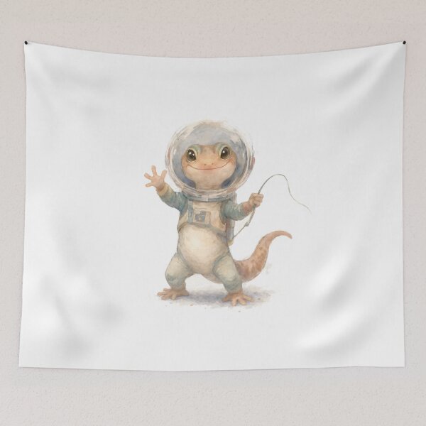 Item preview, Gecko Astronaut Watercolor Illustration designed and sold by DoodleMenagerie.