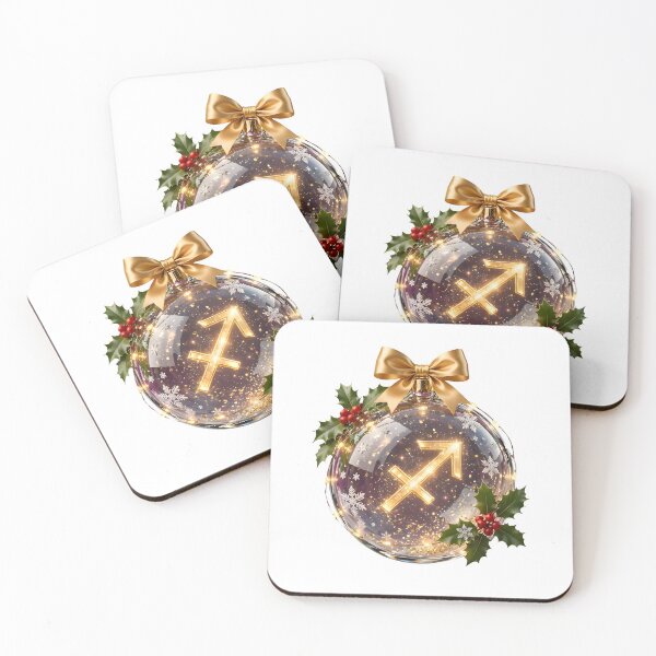 Item preview, Glowing Sagittarius Symbol Christmas Glass Bauble designed and sold by Zodiac Celestial Art.