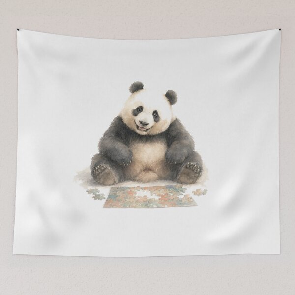 Item preview, Panda Jigsaw Puzzle Watercolor Illustration designed and sold by DoodleMenagerie.