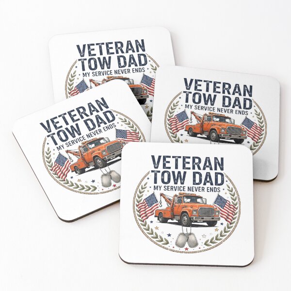 Item preview, Veteran Tow Dad My Service Never Ends Orange Tow Truck Dog Tags designed and sold by Tow Life Co.