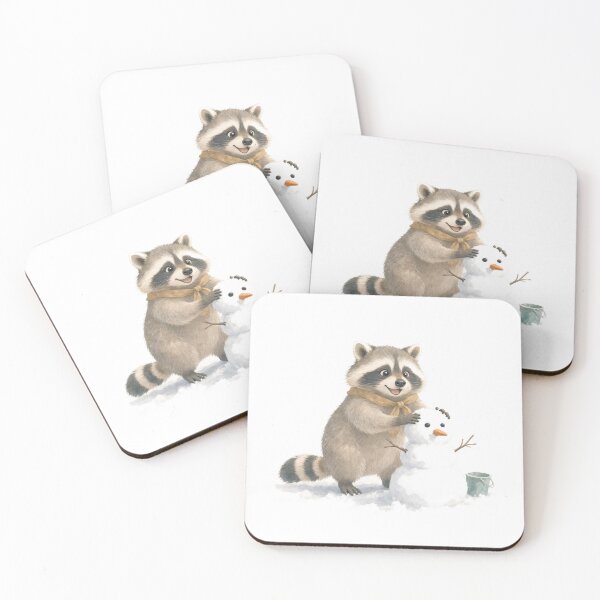 Item preview, Rocco the Raccoon Snowman Watercolor designed and sold by DoodleMenagerie.