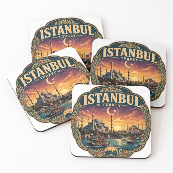 Item preview, Istanbul Turkey Vintage Travel Badge | Blue Mosque and Bosphorus Art | Turkish Gift designed and sold by DigitalChickHub.