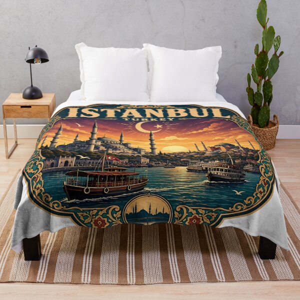Item preview, Istanbul Turkey Vintage Travel Badge | Blue Mosque and Bosphorus Art | Turkish Gift designed and sold by DigitalChickHub.