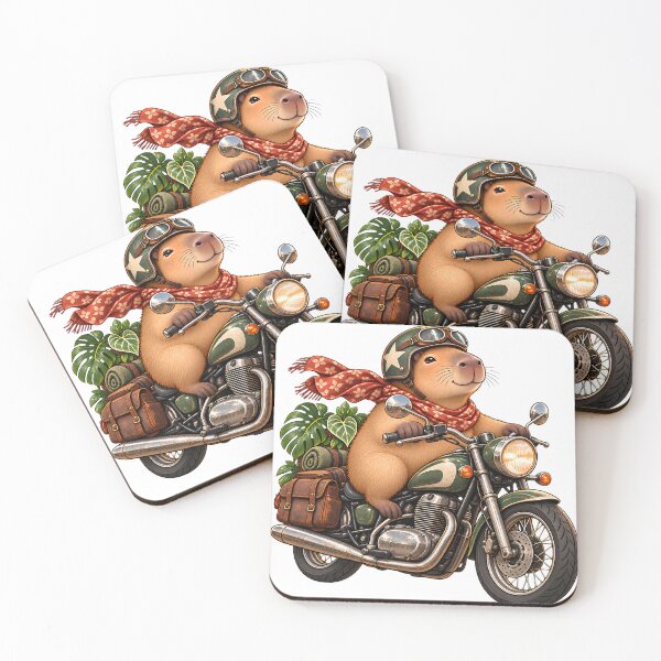 Item preview, Cute Biker Capybara Riding a Vintage Green Motorcycle designed and sold by Sycamorre.