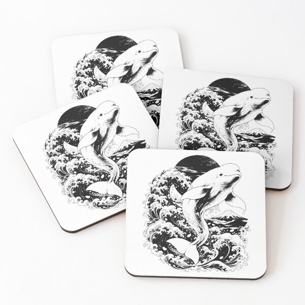 Item preview, Women's Japanese Style Beluga Whale Art, Cute Ocean Animal Lover Gift, Marine Life Graphic Tee designed and sold by AsturShop.