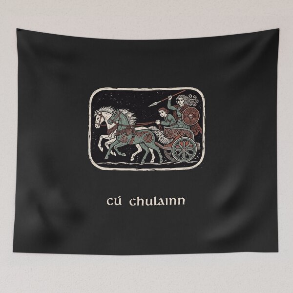 Item preview, Cú Chulainn War Chariot – Ulster Cycle Linocut designed and sold by Odd World.