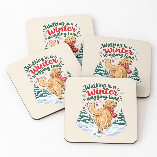 Item preview, Walking in a Winter Wagging Land – Golden Retriever Christmas designed and sold by Nina Viva.