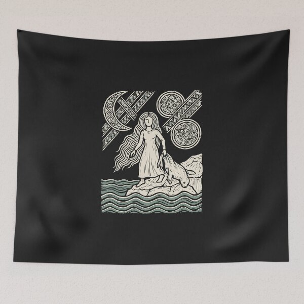 Item preview, Selkie – Pictish Stone Seal Woman Folklore Linocut designed and sold by Odd World.