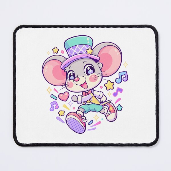 Item preview, Cute Running Mouse Cartoon with Pastel Hat and Musical Notes designed and sold by mumeaw.