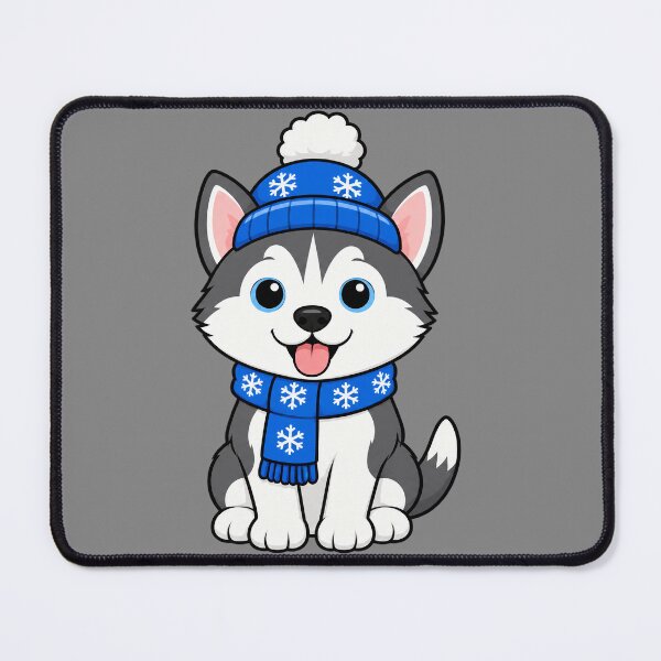 Item preview, Cute Husky Puppy in Blue Winter Hat and Scarf designed and sold by Vayro cartoons.