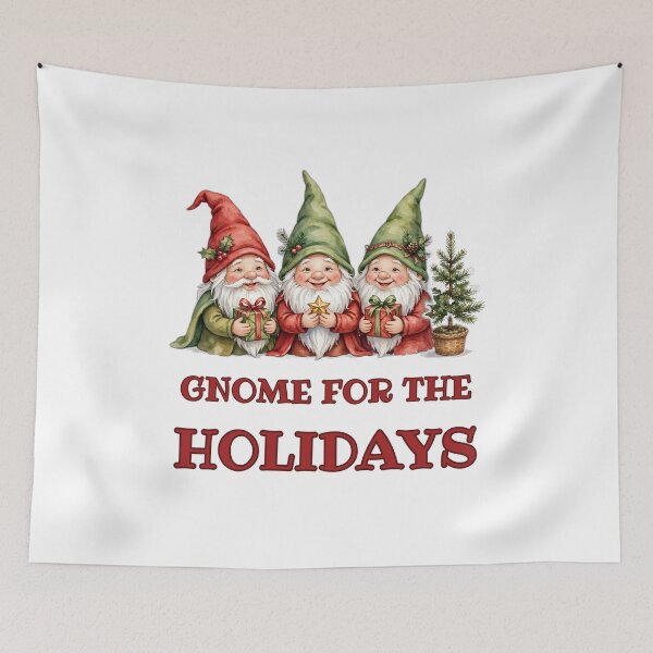 Item preview, Gnome for the Holidays - Three Christmas Gnomes with Gifts - Watercolor Funny Gnome Holiday designed and sold by Foriart.