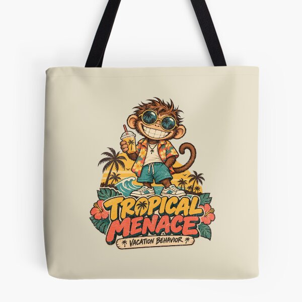 Item preview, Tropical Menace – Funny Vacation Monkey designed and sold by AwesomeBeyondLimits.