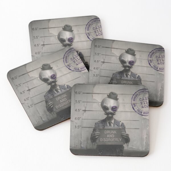 Item preview, Alien Mugshot Drunk and Disorderly Vintage Photograph designed and sold by TeeBeeDesigns.