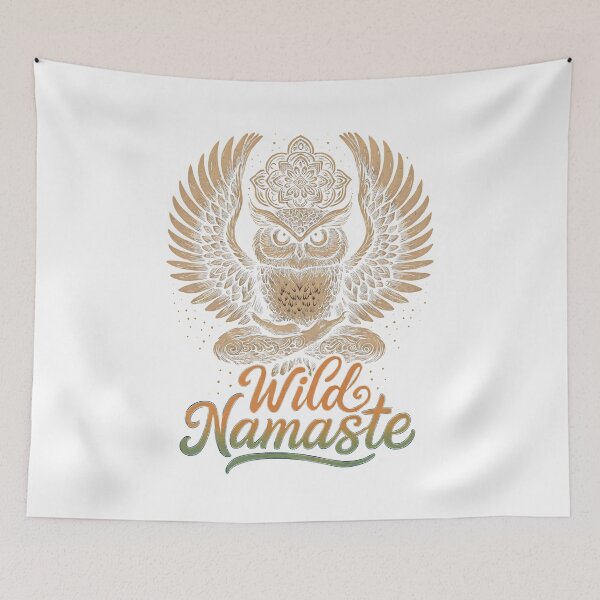 Item preview, Woodcut Owl Floral Crown Yoga Wild Namaste Illustration designed and sold by 108stillness.