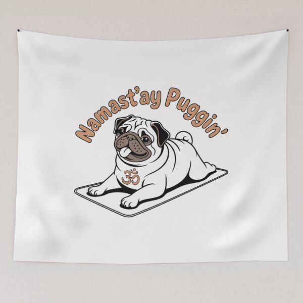 Item preview, Cute Tan Pug Resting Yoga Pose Dog Illustration designed and sold by 108stillness.