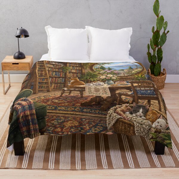 Item preview, Cozy Cat Library Tea Room – Cats Reading Books, Baking Cakes & Napping by the Window designed and sold by Alaa-love-art.