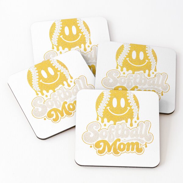 Item preview, Softball Mom — Retro Dripping Softball Smiley Face designed and sold by BlueFernSupply.