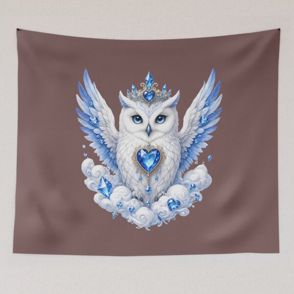 Item preview, Royal Snowy Owl with Blue Crystal Hearts designed and sold by design-rebell.
