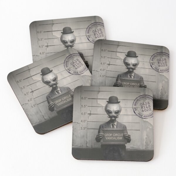 Item preview, Alien Mugshot Crop Circle Vandalism Vintage Photograph designed and sold by TeeBeeDesigns.