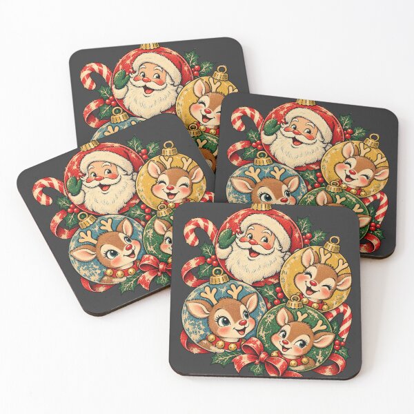 Item preview, Vintage Santa and Reindeer Christmas Ornaments designed and sold by SayMaria.