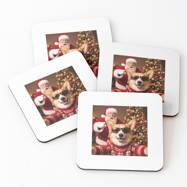 Item preview, Corgi Santa Selfie Christmas designed and sold by CrispyMeowsart.