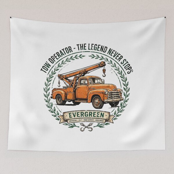 Item preview, Tow Operator The Legend Never Stops Vintage Orange Tow Truck designed and sold by Tow Life Co.