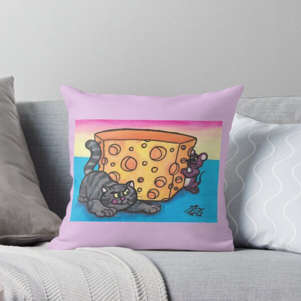 Item preview, Watercolor Illustration Comic Cartoon Cat Mouse Cheese Fun designed and sold by Jonah Augustin Gray.