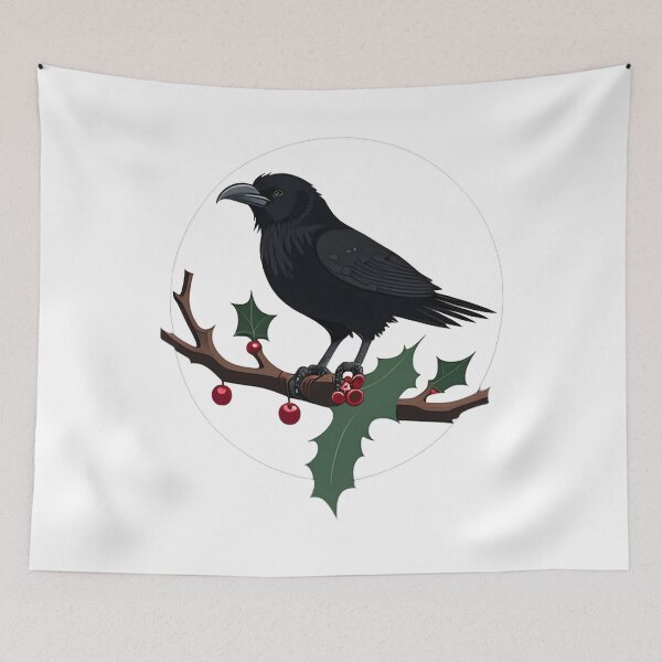 Item preview, Black Crow Christmas Holly designed and sold by For-Cat Studio.