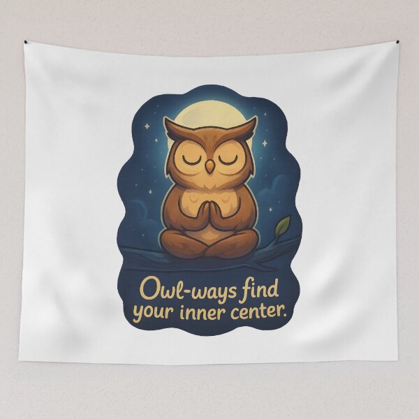 Item preview, Cute Owl Yoga Lotus Pose Celestial Night Art designed and sold by 108stillness.