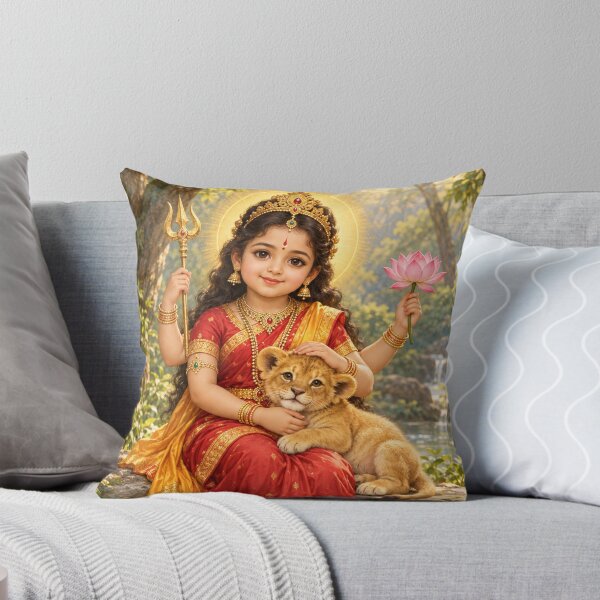Item preview, Bala Durga Cuddling a Lion Cub — Cute Goddess Art designed and sold by Homyar.