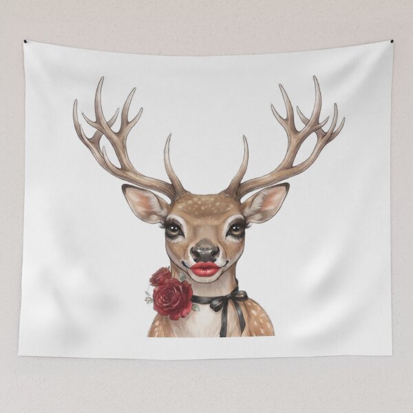 Item preview, Glamorous Deer Portrait Editorial Art designed and sold by MaRCAStro.
