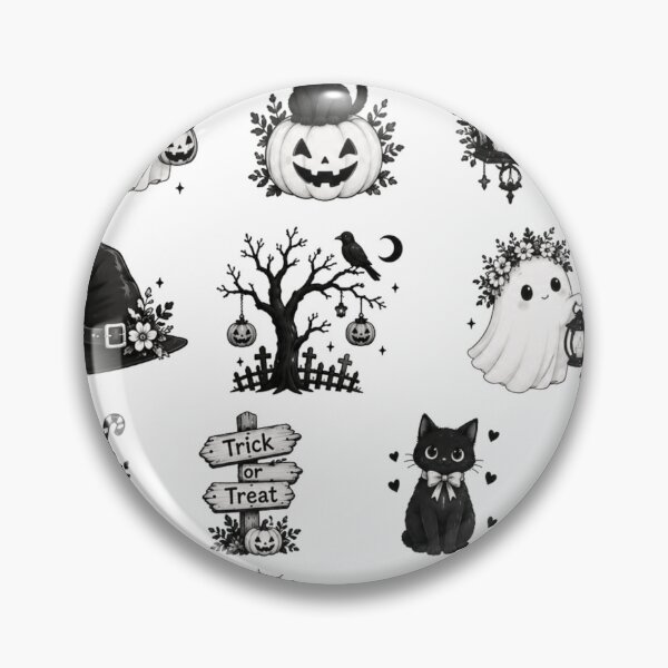 Item preview, Cute Black and White Halloween Elements Sticker Pack designed and sold by Rehnair.