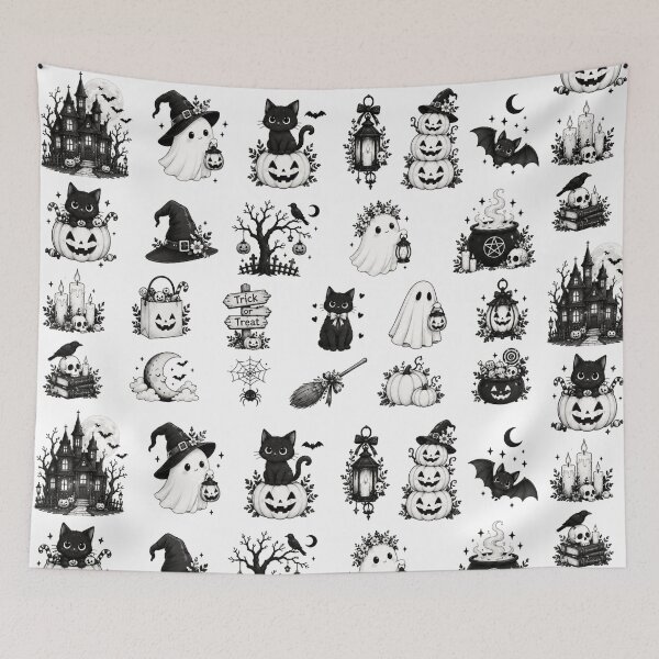 Item preview, Cute Black and White Halloween Elements Sticker Pack designed and sold by Rehnair.