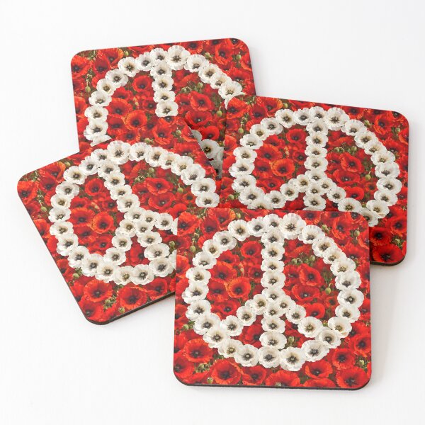Item preview, White Poppy Peace Symbol on Field of Red Poppies designed and sold by Sybille-Yates.