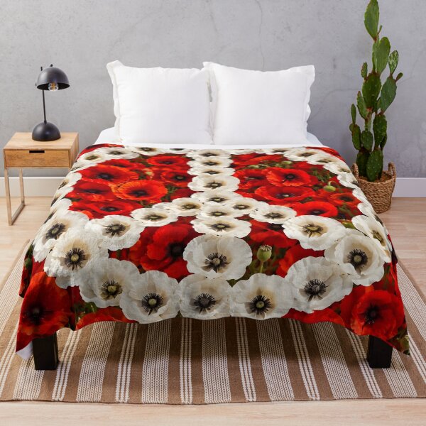 Item preview, White Poppy Peace Symbol on Field of Red Poppies designed and sold by Sybille-Yates.