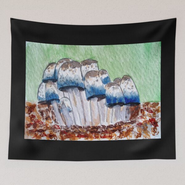 Item preview, Blue tipped mushrooms designed and sold by MoreGoodArt.